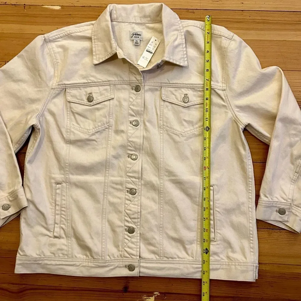 J. Crew Relaxed denim jacket in Ecru. Size XL. NWT.